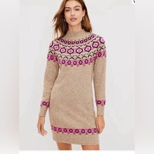 Loft Fair Isle Knit Sweater Dress